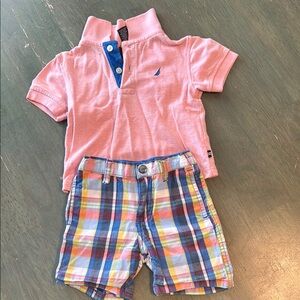 Nautica Polo Shirt and Plaid Shorts Set